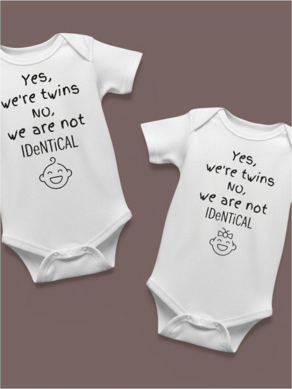 New Custom Fraternal Girl Boy Twins onesie Bodysuit set 0-3 months